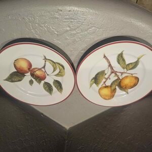 Williams Sonoma Apple Orchard Fruit Salad Dessert Plates Set of 2 8.25"